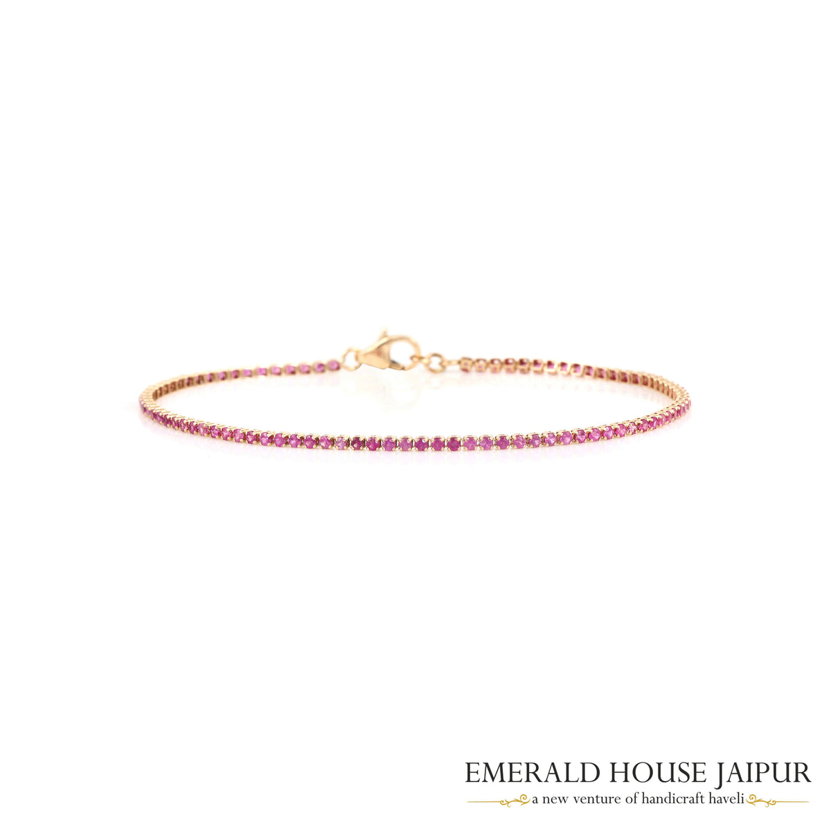 Pink Sapphire and Gold Everyday Bracelet