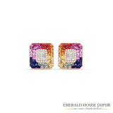 Multi-Colour Rainbow Sapphire and Diamond Earrings