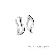 Pear-Shaped Diamond Earrings with Black Enamel Circular Detail