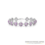 Dome-Design Pink Sapphire and Diamond Bracelet