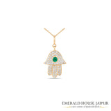 Emerald and Diamond Evil Eye Pendant