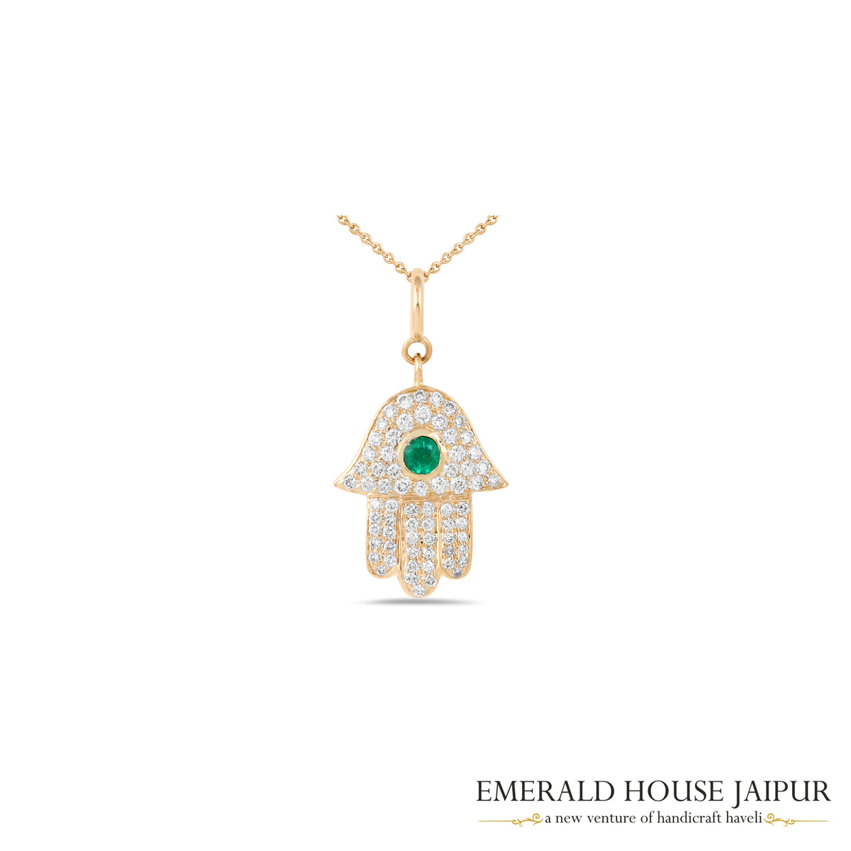 Emerald and Diamond Evil Eye Pendant