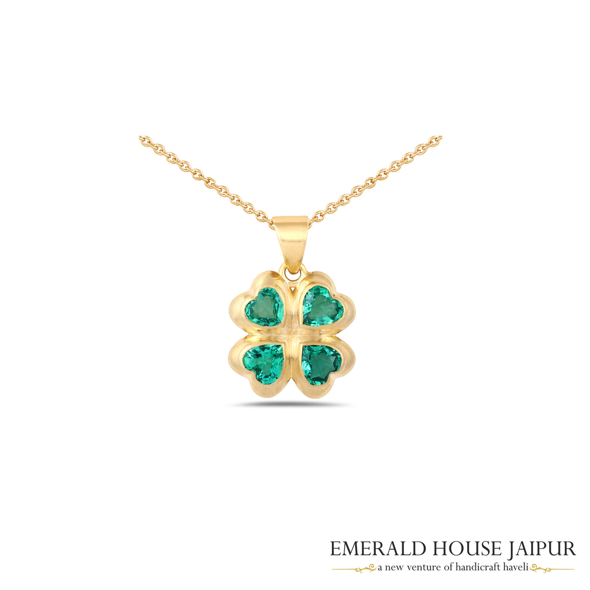 Heart-Shaped Emerald Pendant in 18K Matte Finish