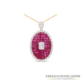 Invisible Set Ruby & Diamonds Brooch cum Pendant - Emerald House Jaipur