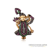 Lord Krishna Multi Sapphire Brooch - Emerald House Jaipur