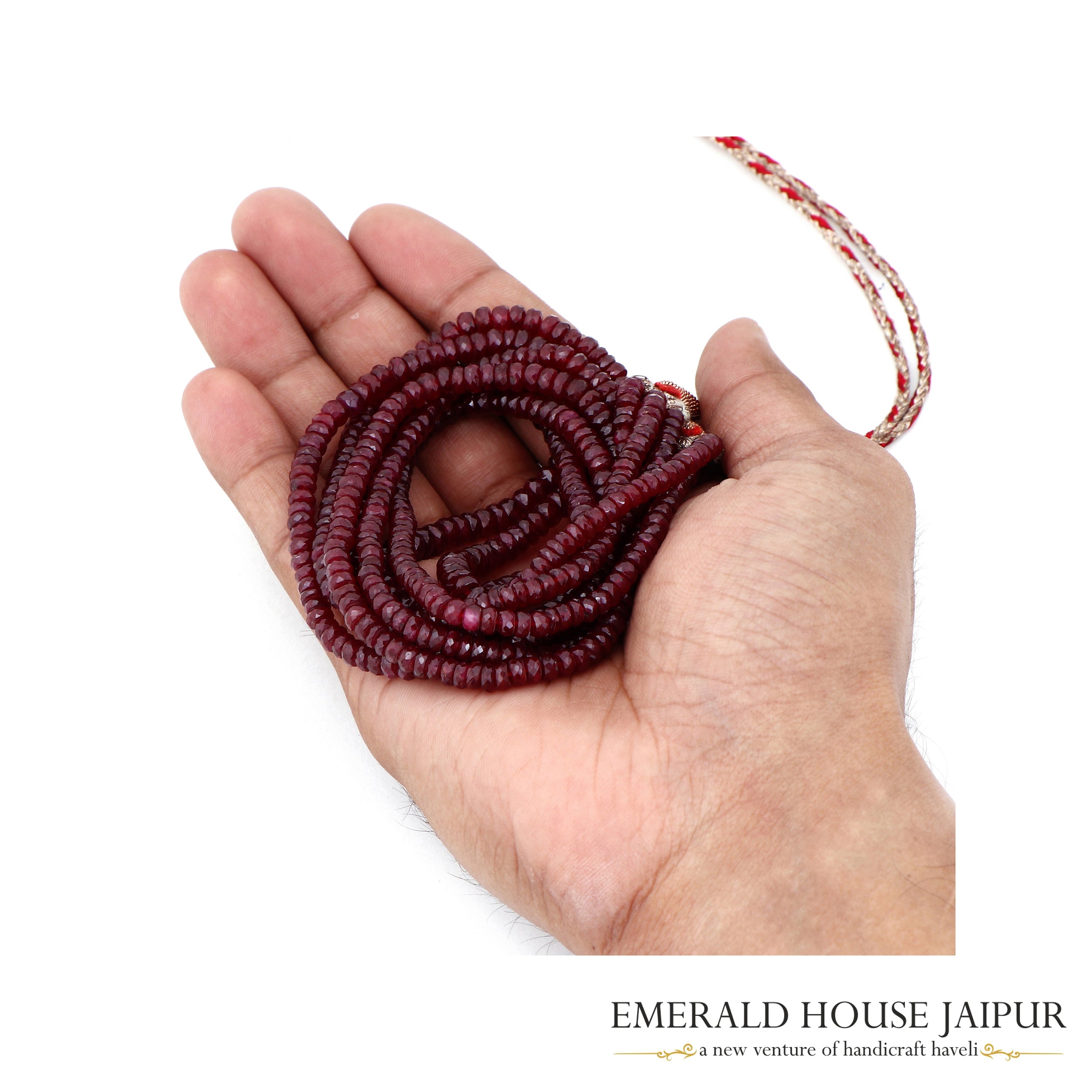 Mosambique 3 Ruby Beads Necklace Heated - Emerald House Jaipur