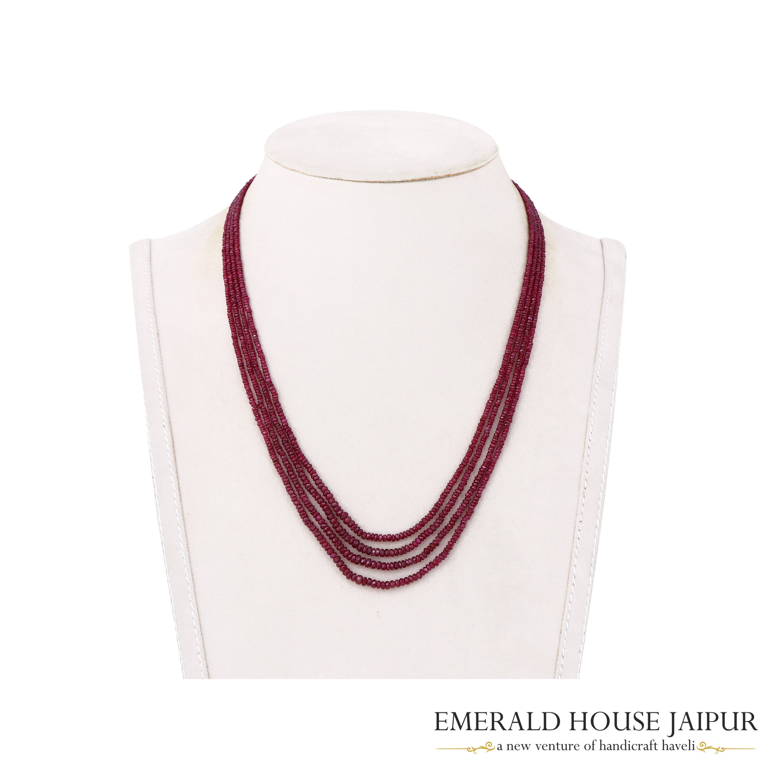 Mosambique 4 Ruby Beads Necklace Heated - Emerald House Jaipur