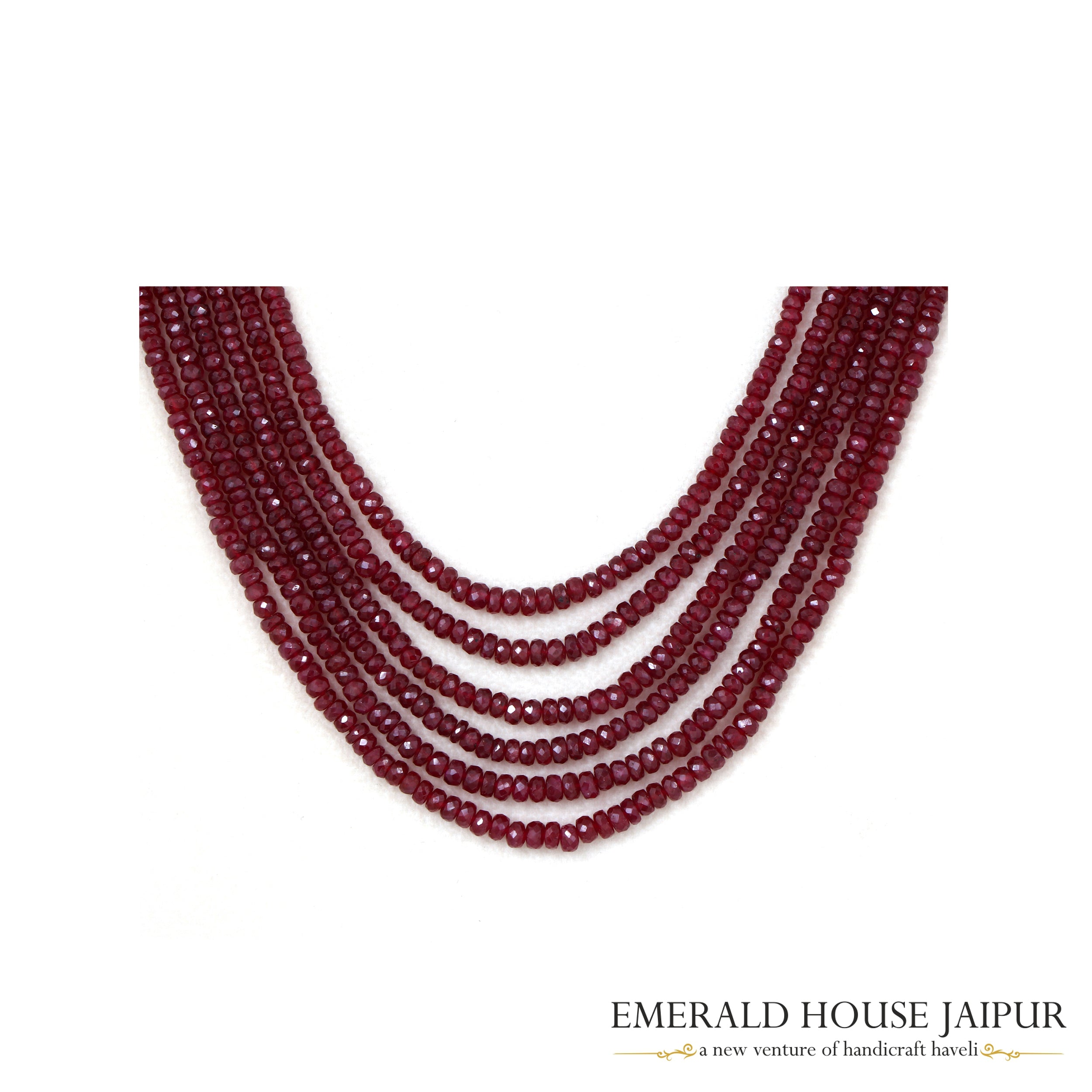 Mosambique 4 Ruby Beads Necklace Heated - Emerald House Jaipur