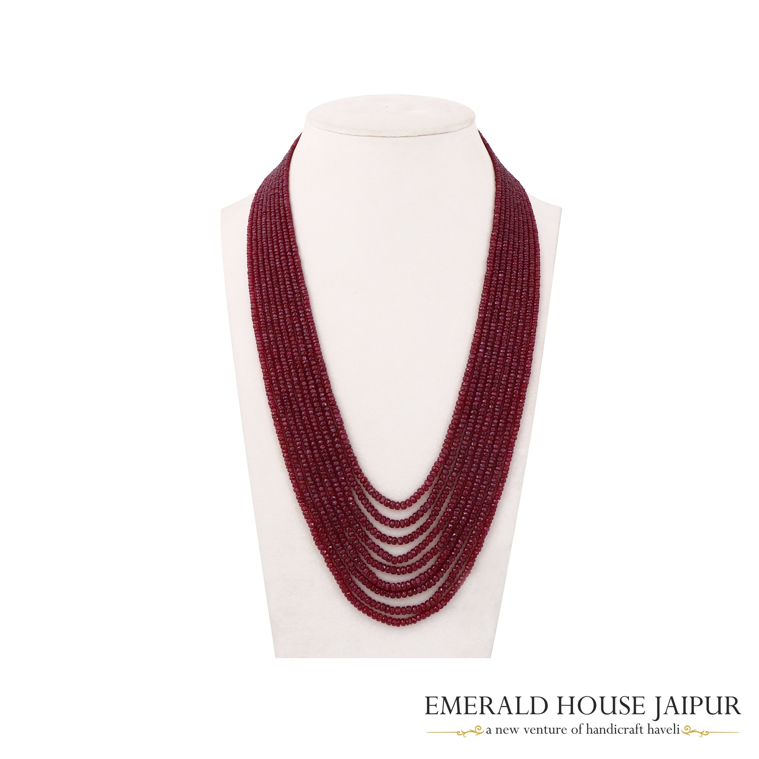 Mosambique 9 Ruby Beads Necklace Heated - Emerald House Jaipur