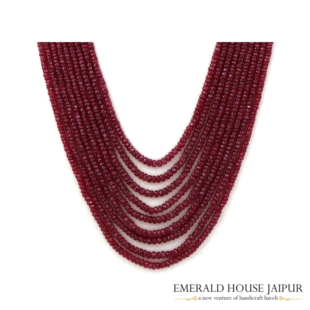 Mosambique 9 Ruby Beads Necklace Heated - Emerald House Jaipur
