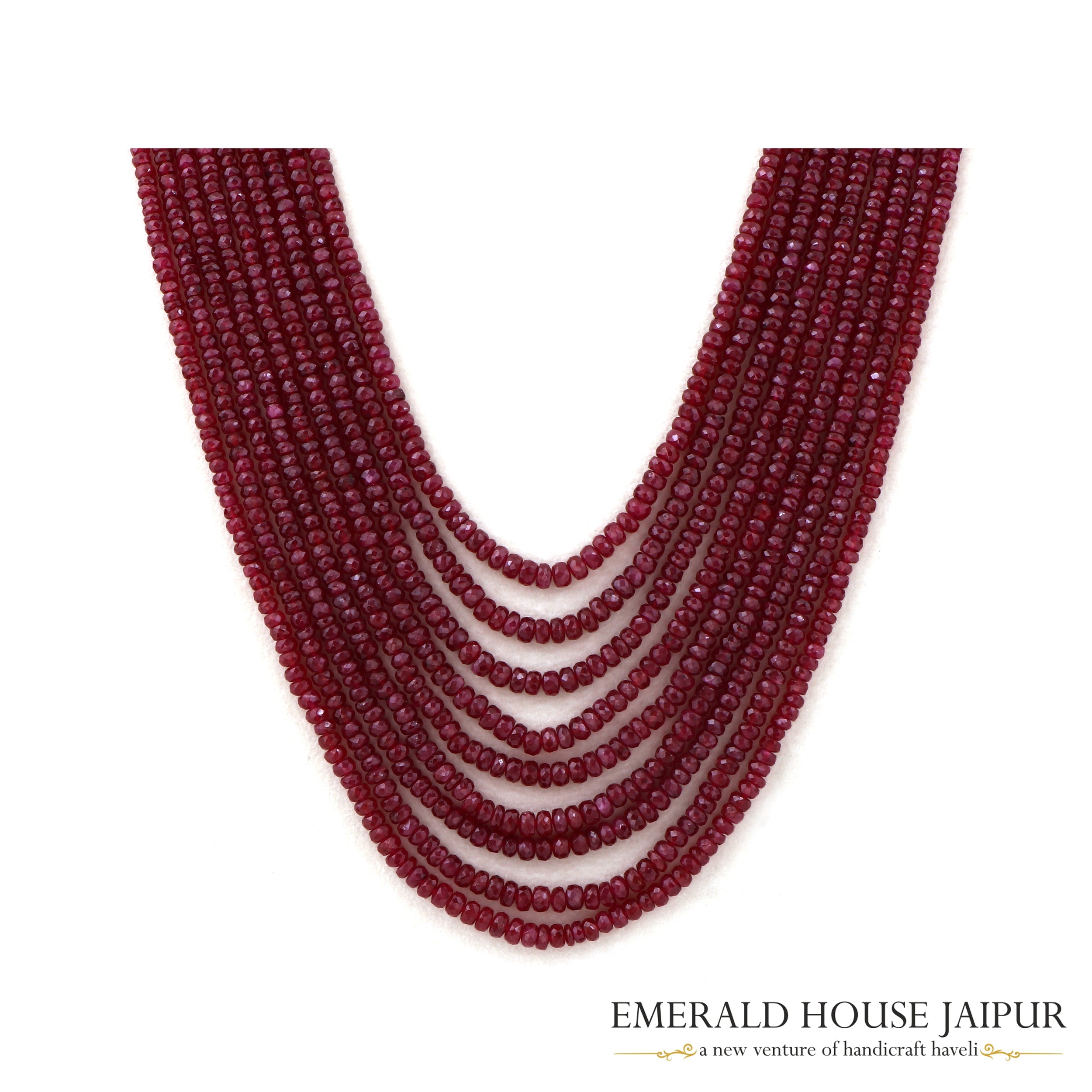 Mosambique 9 Ruby Beads Necklace Heated - Emerald House Jaipur