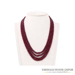 Mosambique Vivid Red Ruby 4 Beads Necklace Heated - Emerald House Jaipur