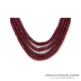 Mosambique Vivid Red Ruby 4 Beads Necklace Heated - Emerald House Jaipur