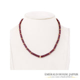 Mozambique Ruby Disc Beads Necklace with 18K Yellow Gold - Emerald House Jaipur