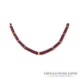 Mozambique Ruby Disc Beads Necklace with 18K Yellow Gold - Emerald House Jaipur