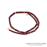 Mozambique Ruby Disc Beads Necklace with 18K Yellow Gold - Emerald House Jaipur