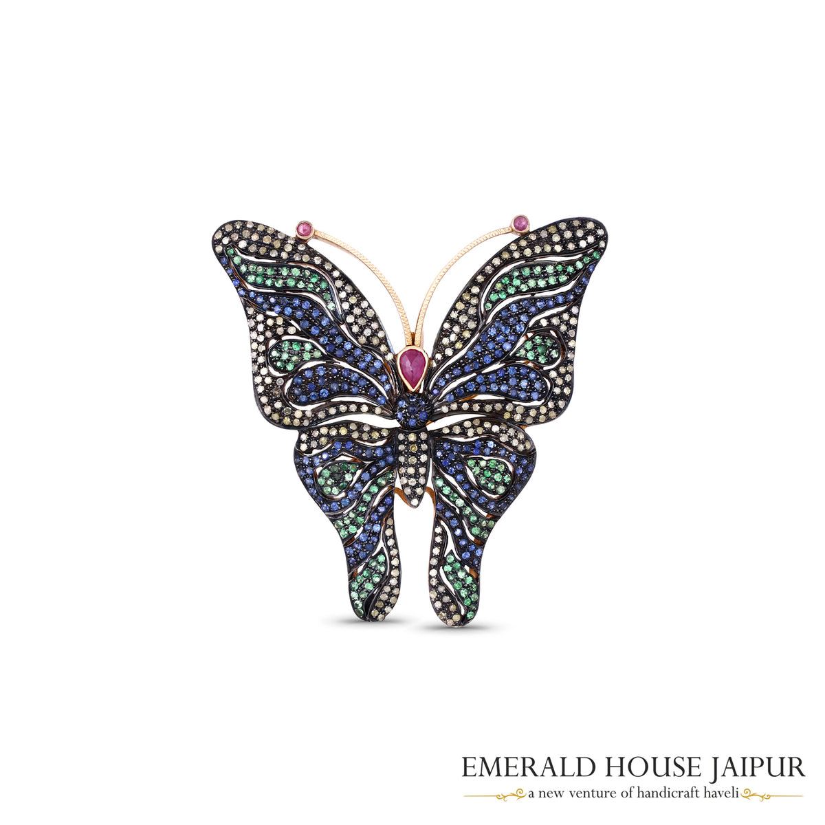 Multi Colour Gemstone Brooch - Emerald House Jaipur