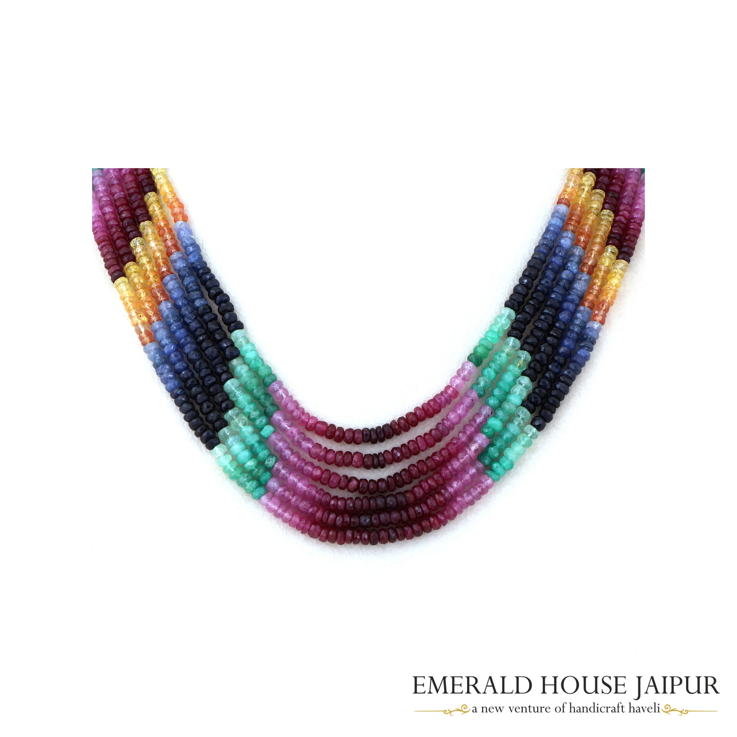 Multi Precious 6 Beads Necklace - Emerald House Jaipur