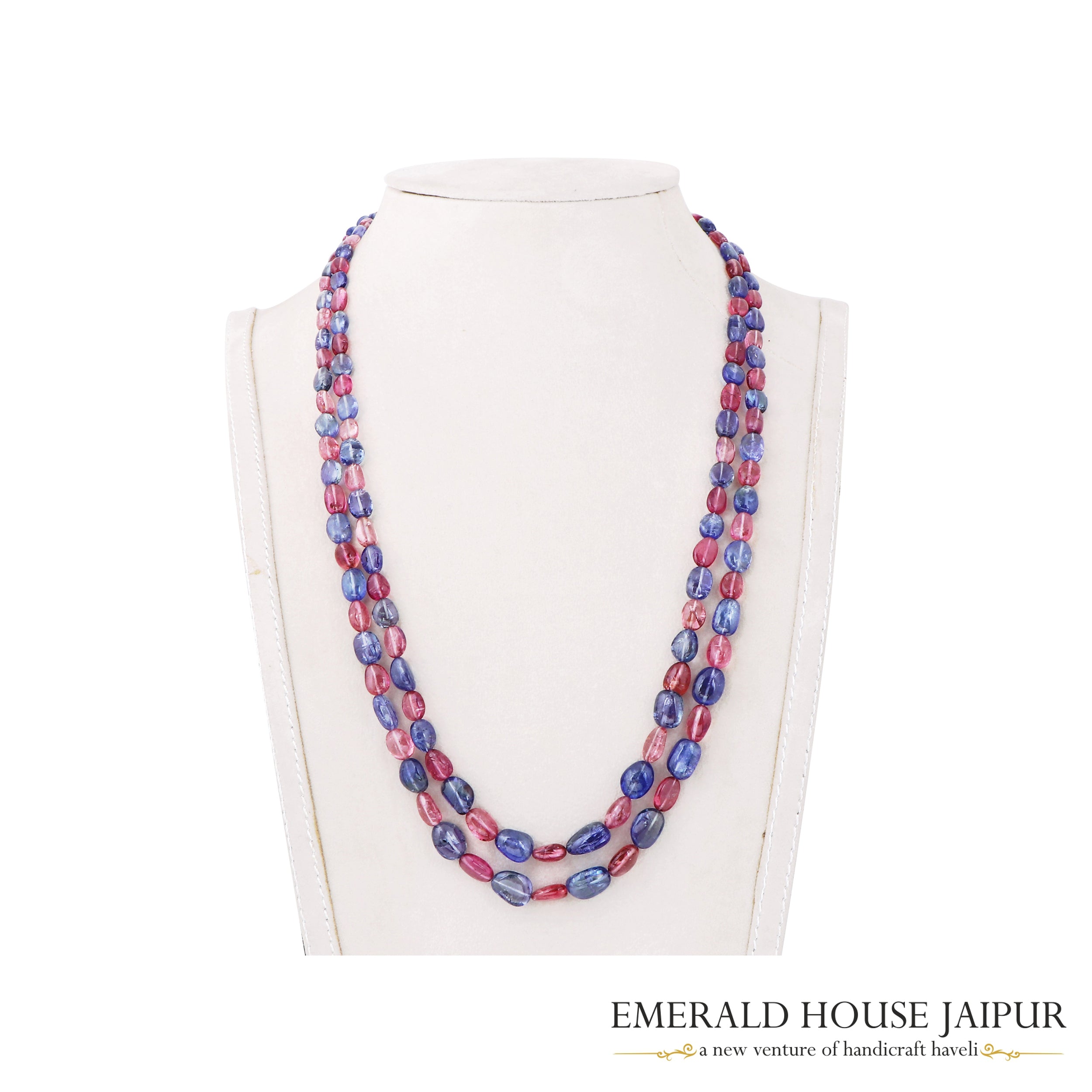 Multi Sapphire 2 Beads Necklace BIg Tumble - Emerald House Jaipur