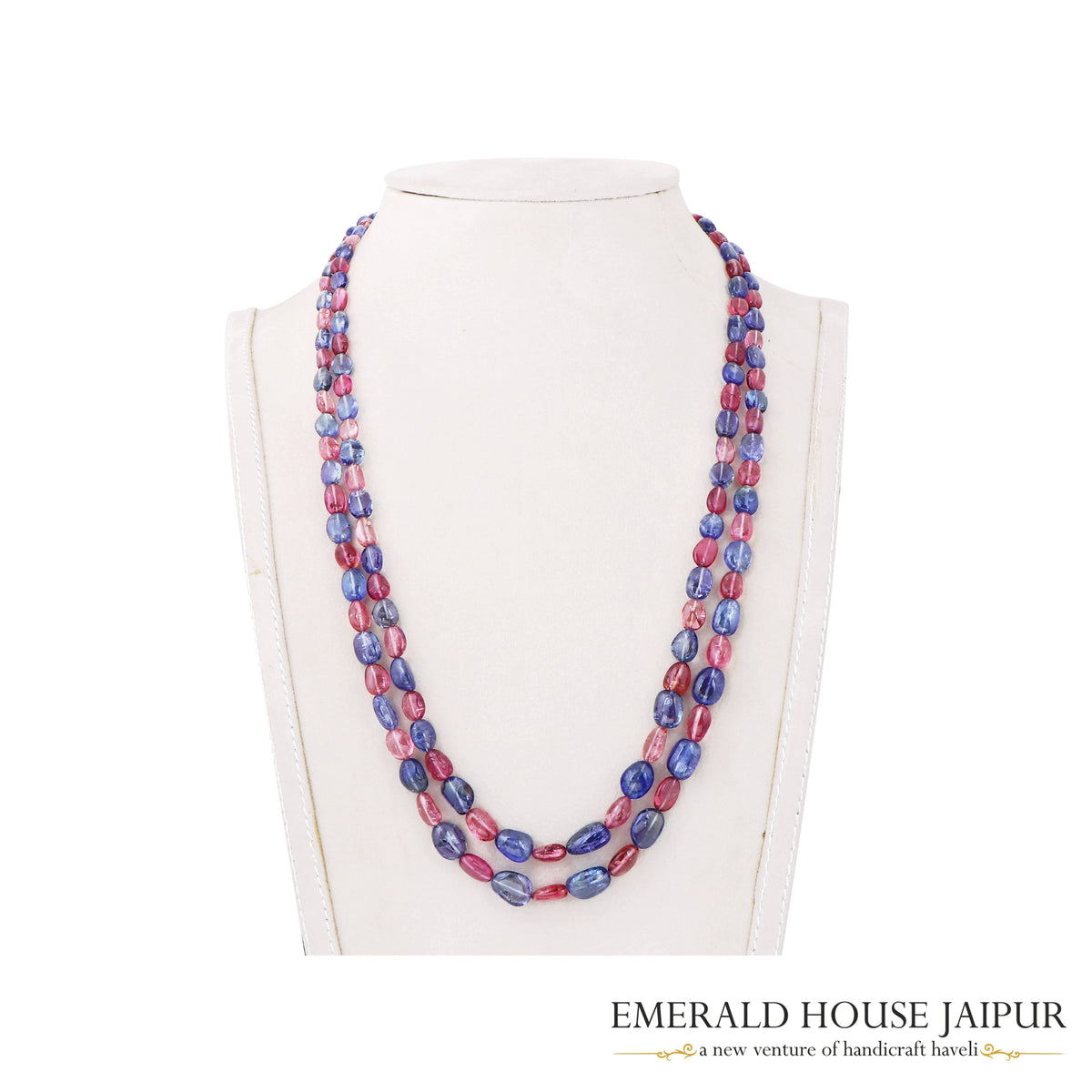 Multi Sapphire 2 Beads Necklace BIg Tumble - Emerald House Jaipur