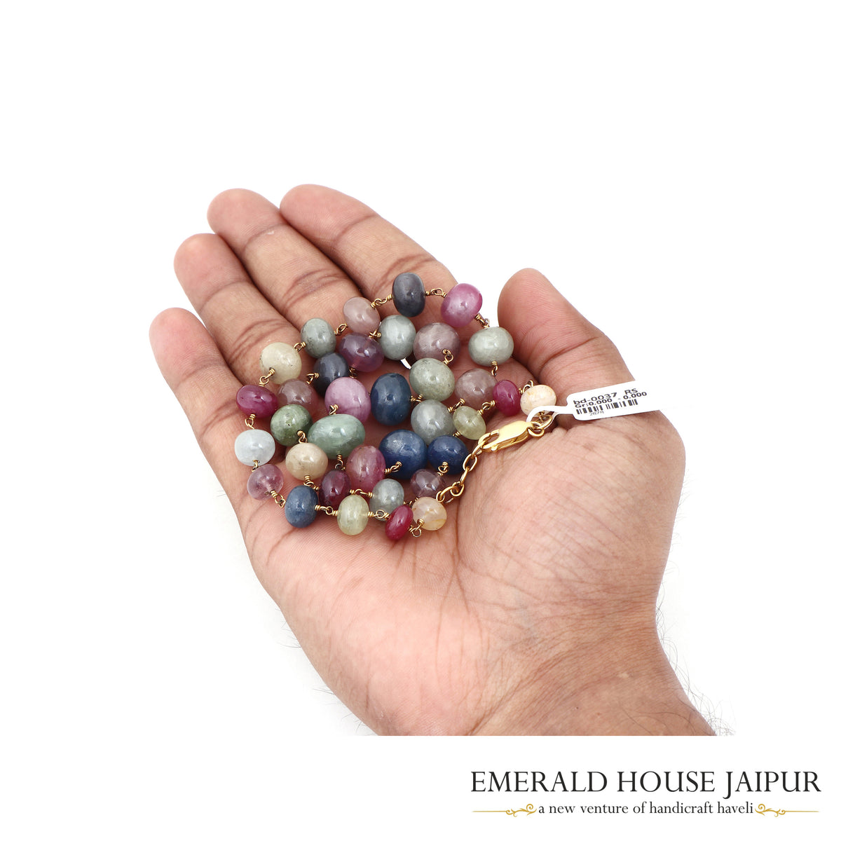 Multi Sapphire Beads Necklace Round Tumble - Emerald House Jaipur