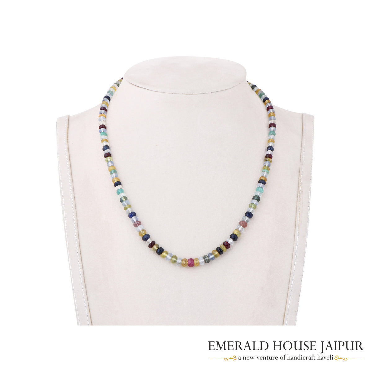 Multi Stones Beads Necklace Faceted - Emerald House Jaipur