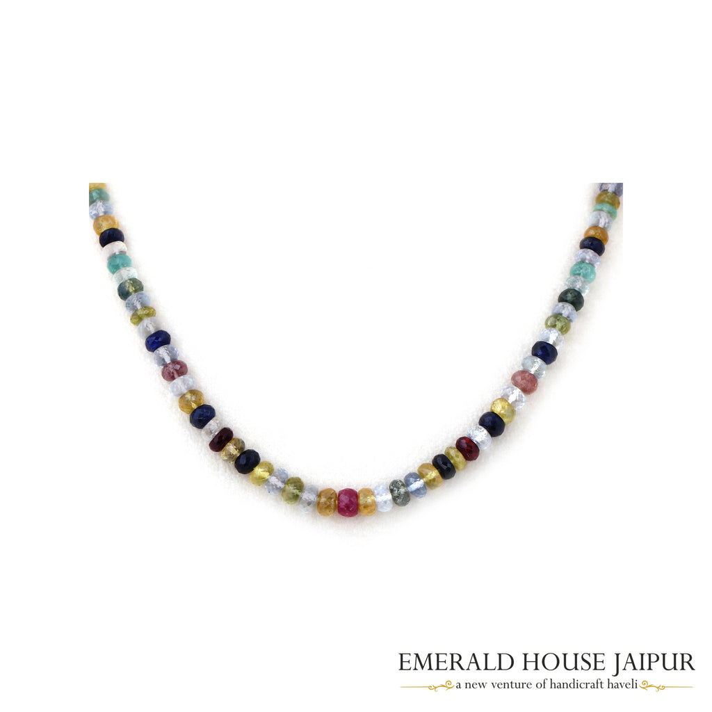 Multi Stones Beads Necklace Faceted - Emerald House Jaipur
