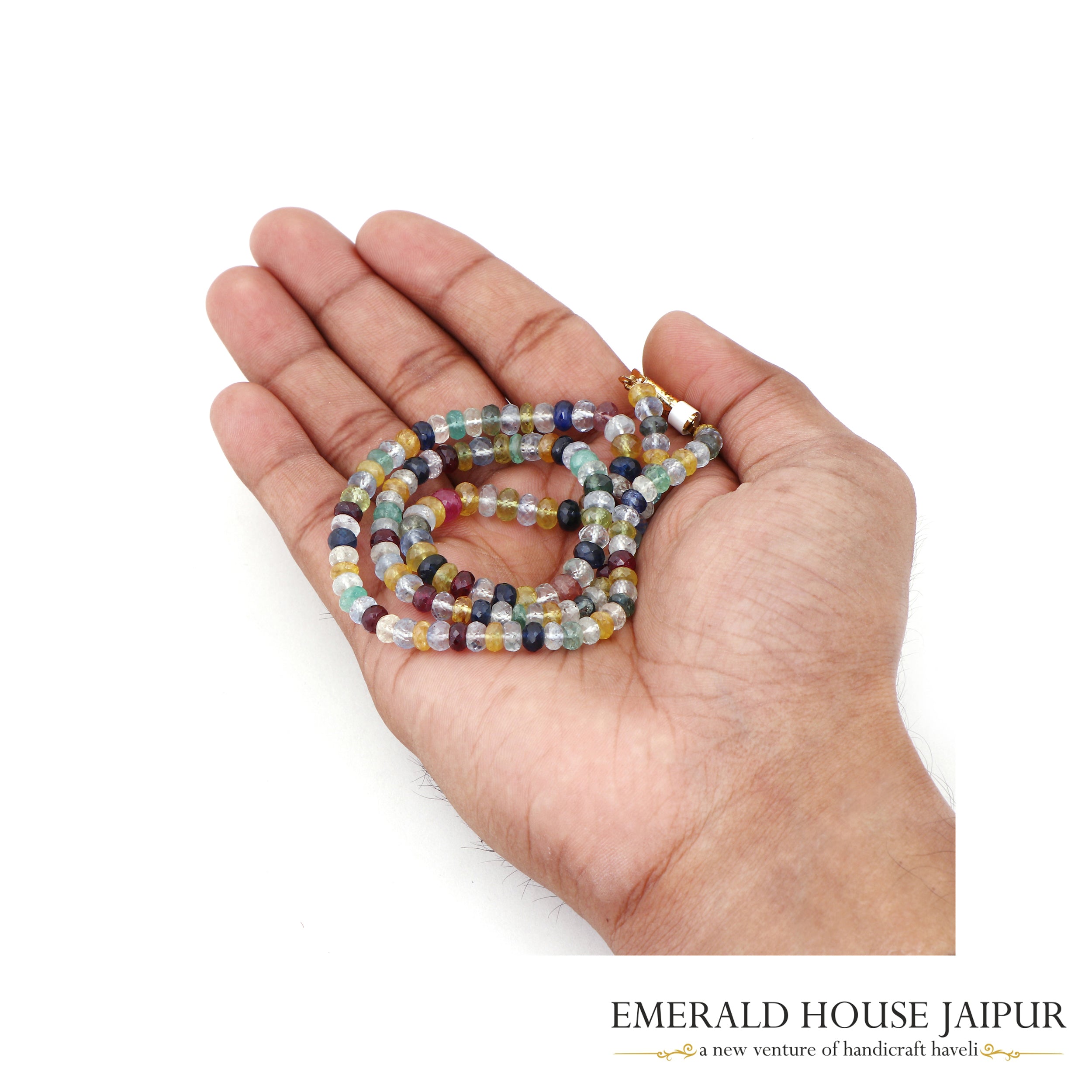 Multi Stones Beads Necklace Faceted - Emerald House Jaipur