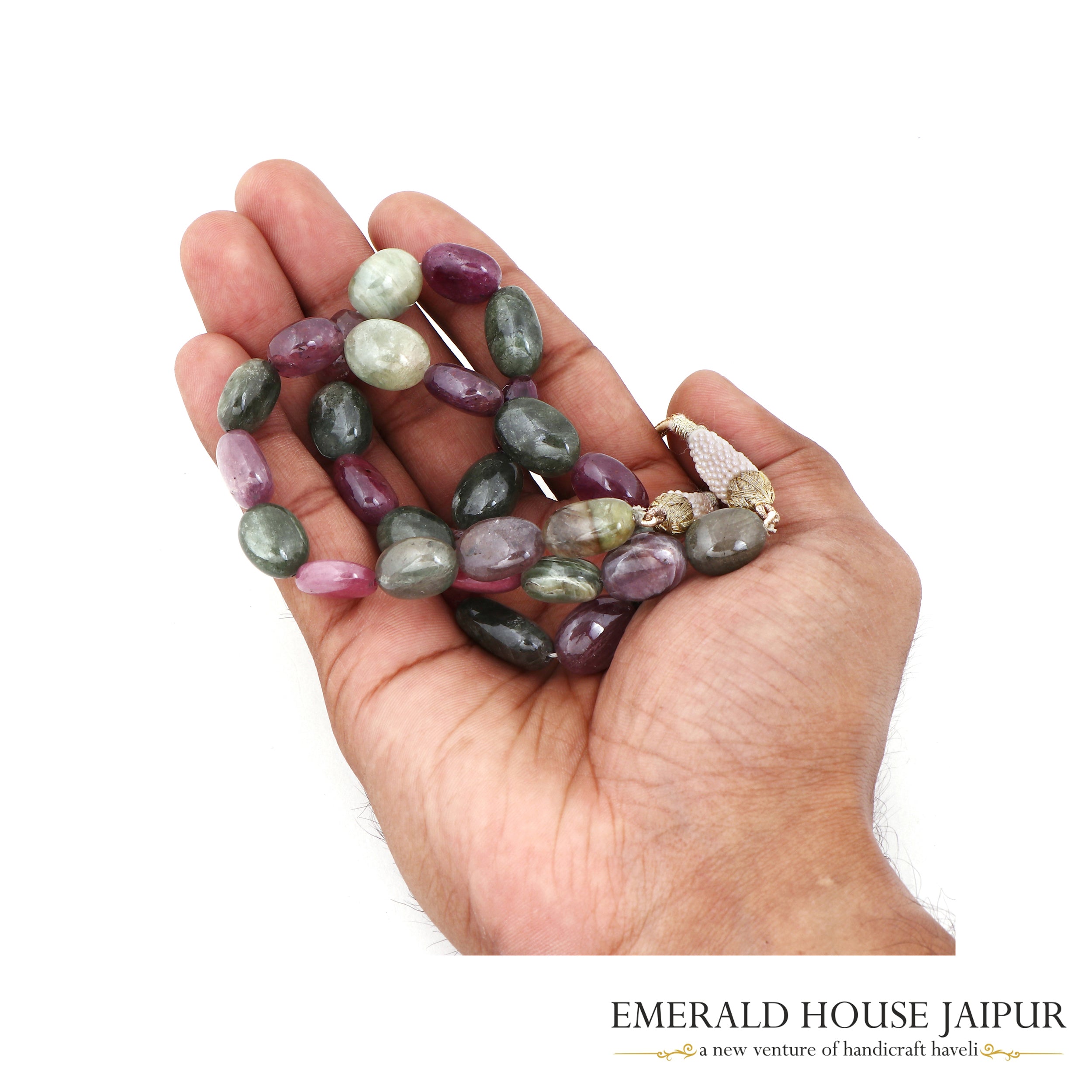 Multi Stones Tumble Beads Necklace - Emerald House Jaipur