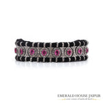 Oval Ruby & Diamonds Bracelet - Emerald House Jaipur