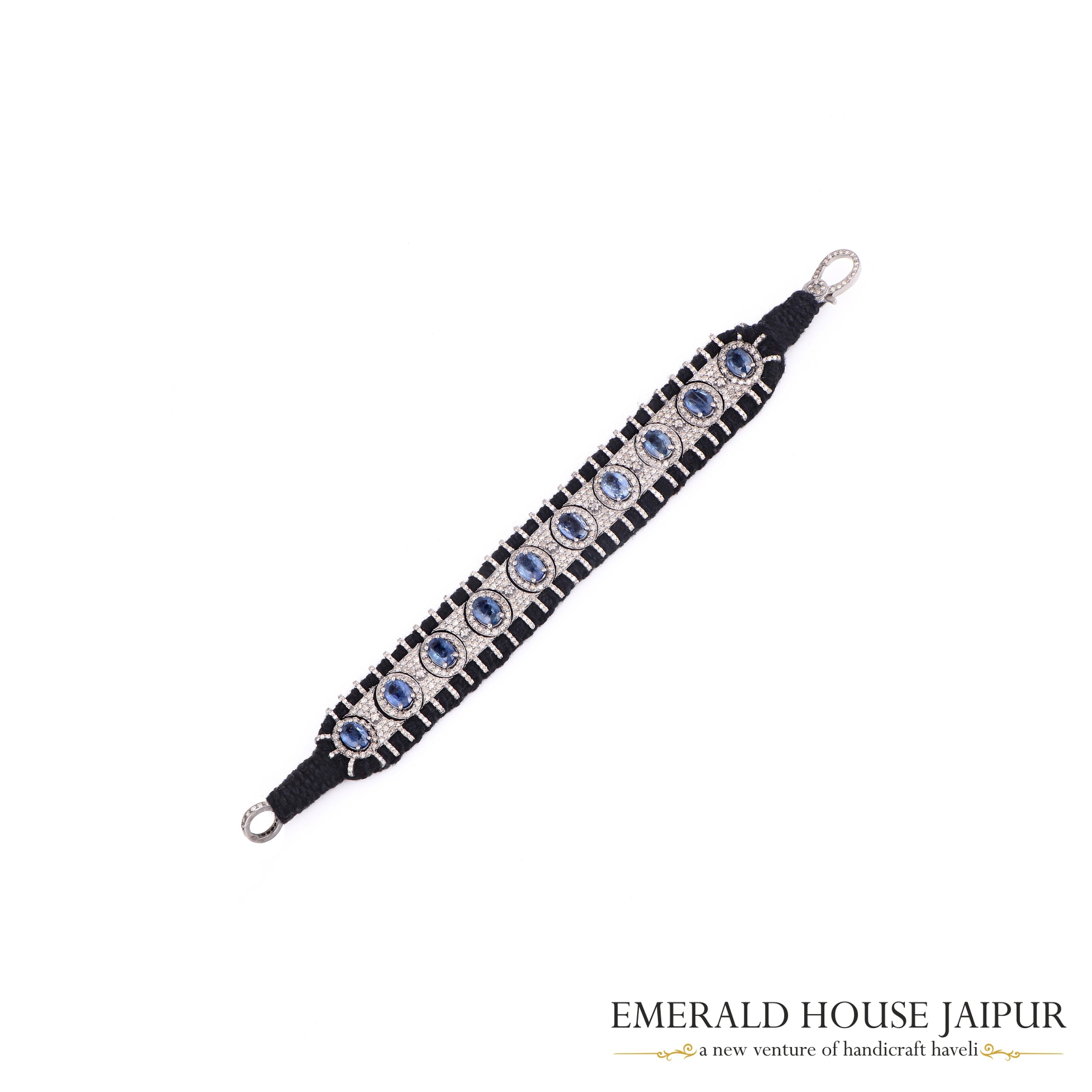 Oval Sapphires & Diamonds Bracelet - Emerald House Jaipur