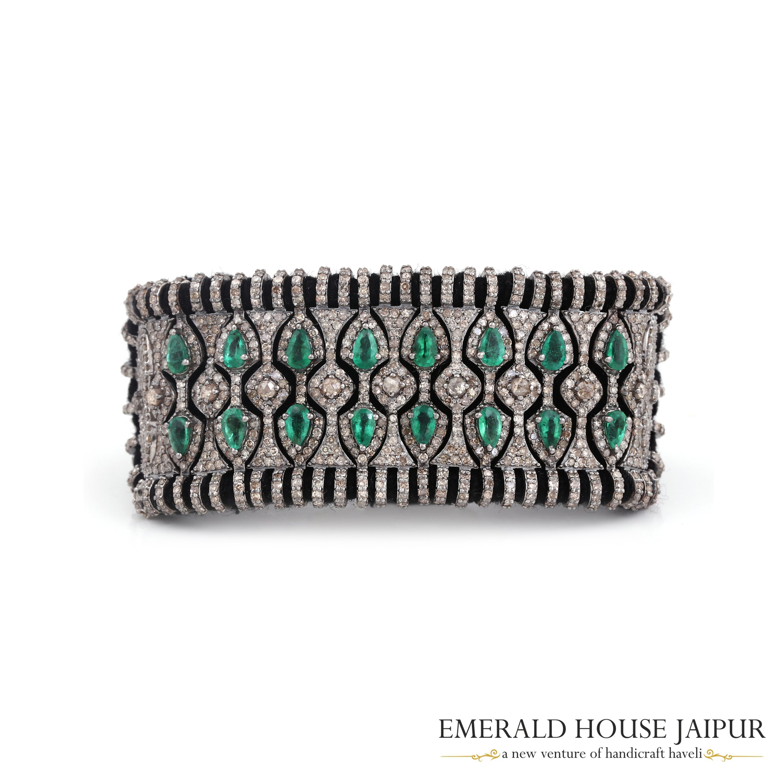 Pear Emeralds & Diamonds Bracelet - Emerald House Jaipur