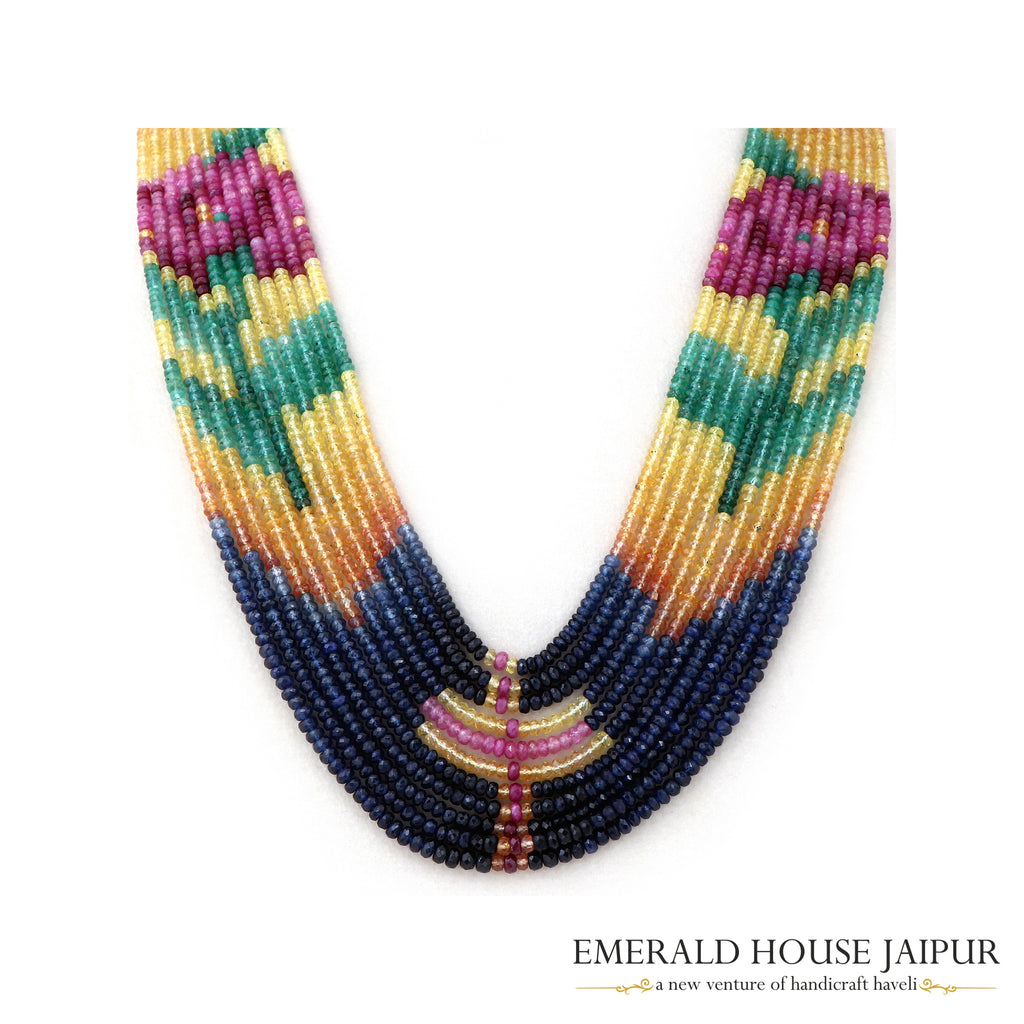 Rosé Multi Stones Beads Necklace - Emerald House Jaipur