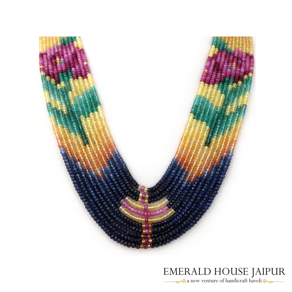 Rosé Multi Stones Beads Necklace - Emerald House Jaipur