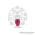 Rosecut Ruby & Diamonds Brooch - Emerald House Jaipur