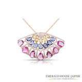 Rosecut Sapphires & Diamonds Brooch cum Pendant - Emerald House Jaipur