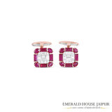 Ruby & Diamonds Men's Cufflink - Emerald House Jaipur