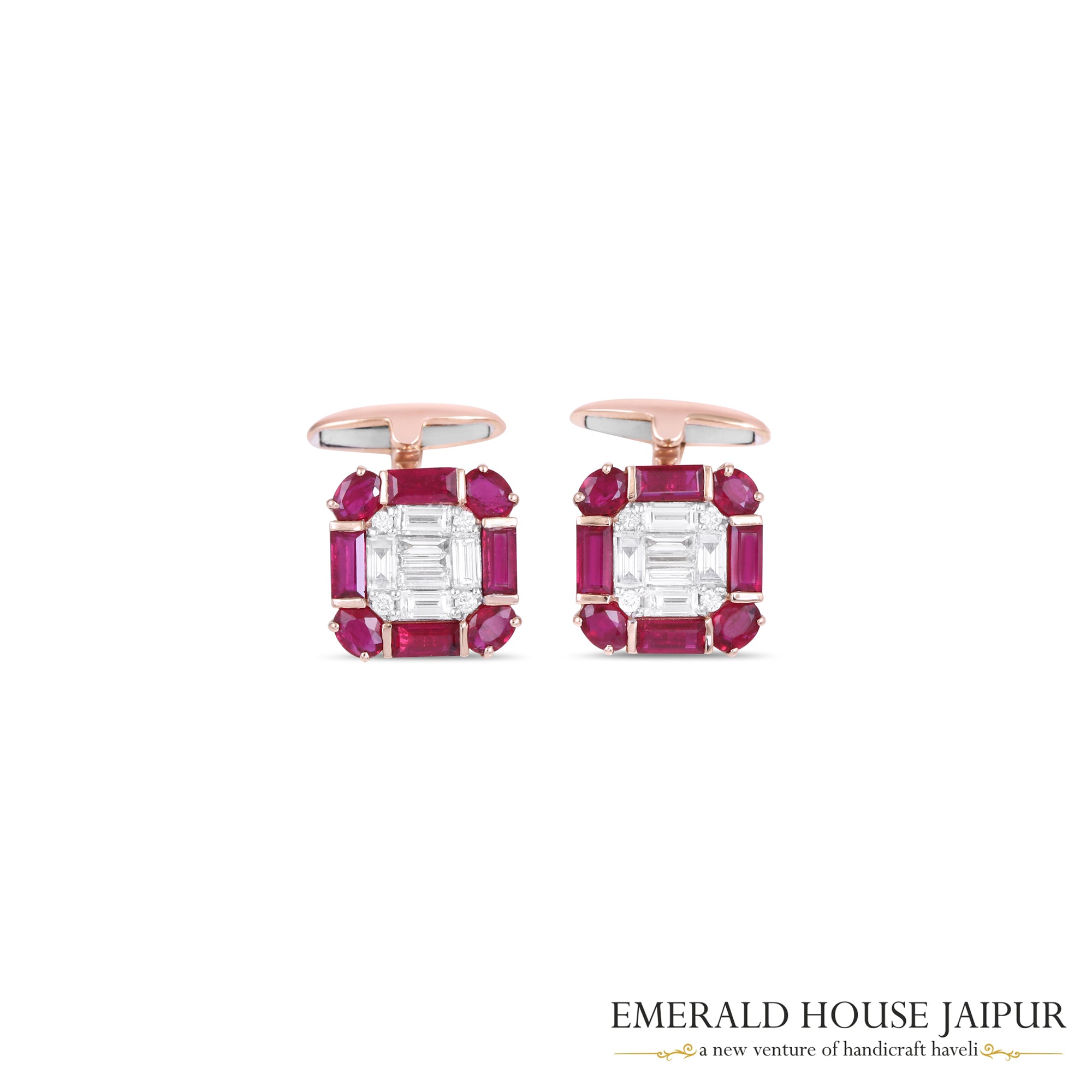 Ruby & Diamonds Men's Cufflink - Emerald House Jaipur