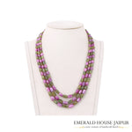 Sri Lankan 3 Pastel Multi Sapphire Beads Necklace Faceted - Emerald House Jaipur