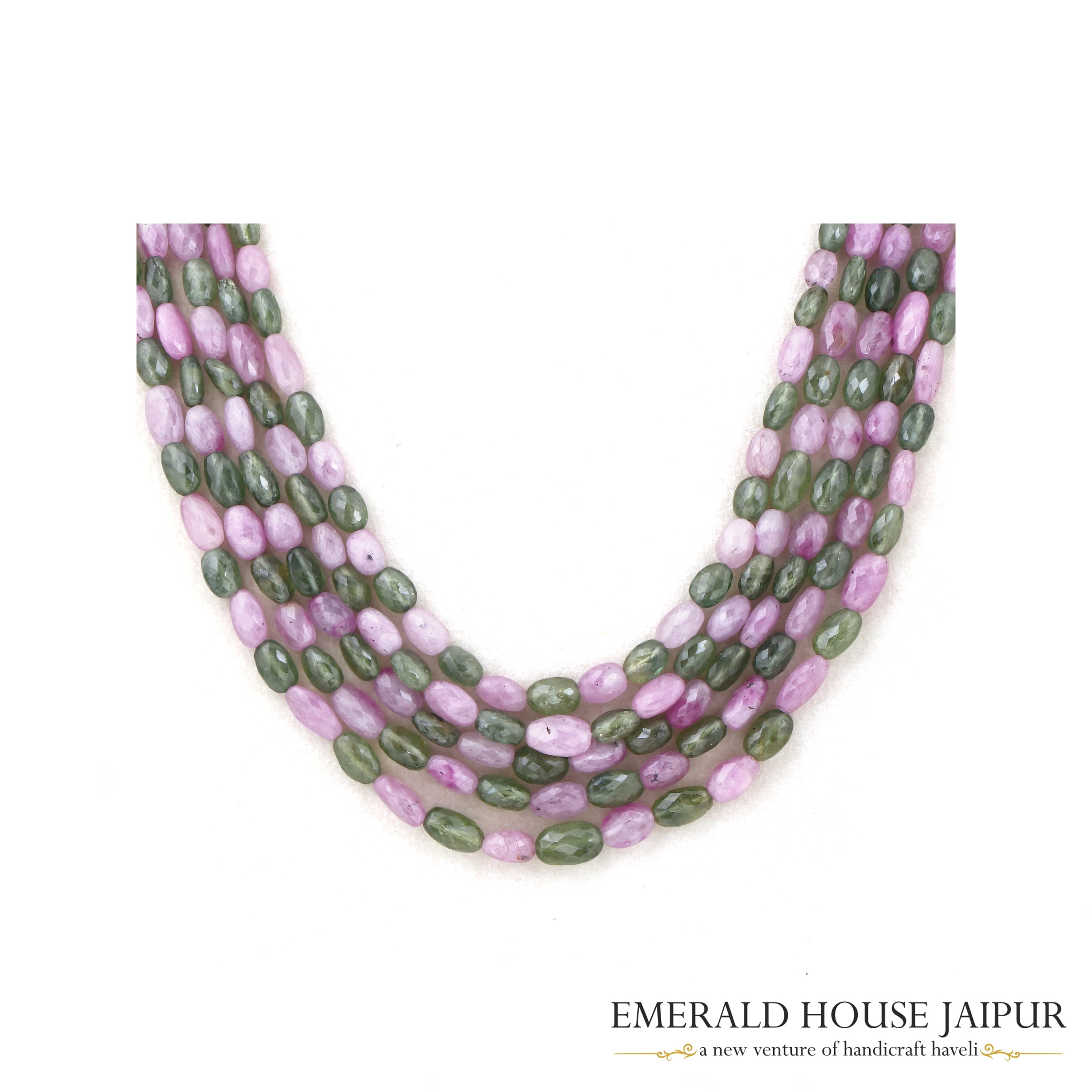 Sri Lankan 5 Pastel Multi Sapphire Beads Necklace Faceted - Emerald House Jaipur