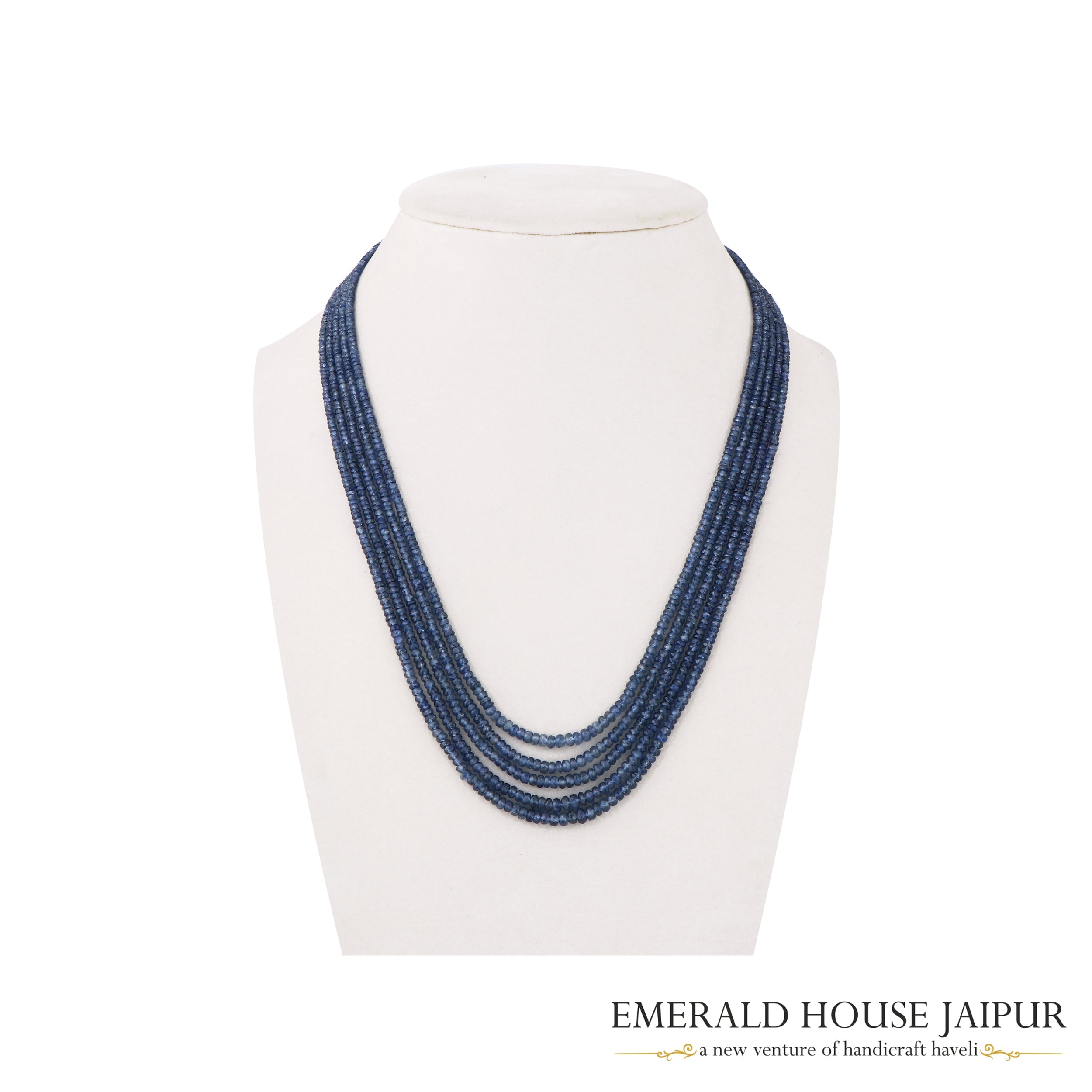 Sri Lankan 5 Sapphire Beads Necklace Heated - Emerald House Jaipur