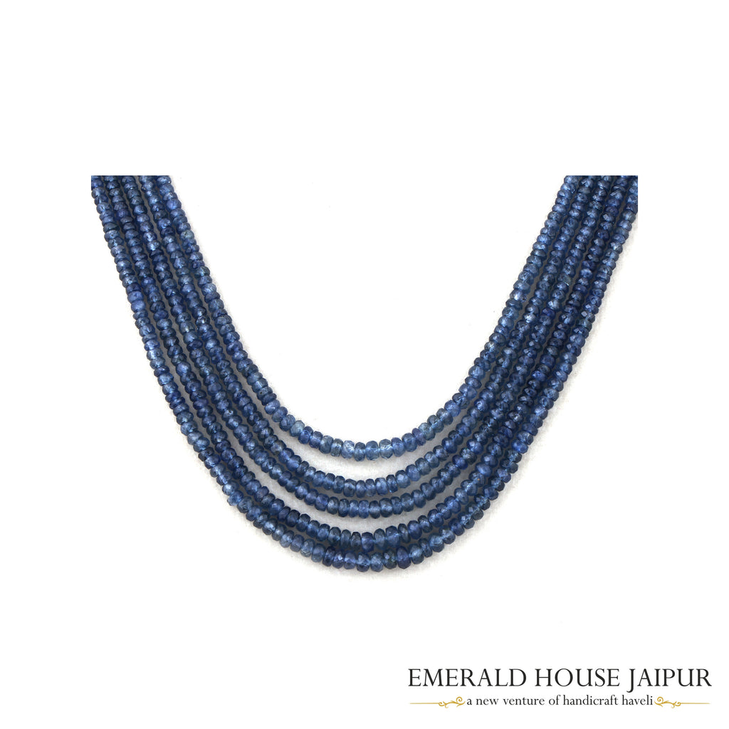 Sri Lankan 5 Sapphire Beads Necklace Heated - Emerald House Jaipur