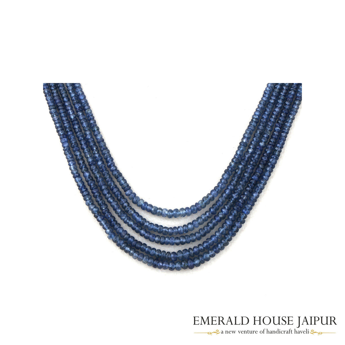 Sri Lankan 5 Sapphire Beads Necklace Heated - Emerald House Jaipur