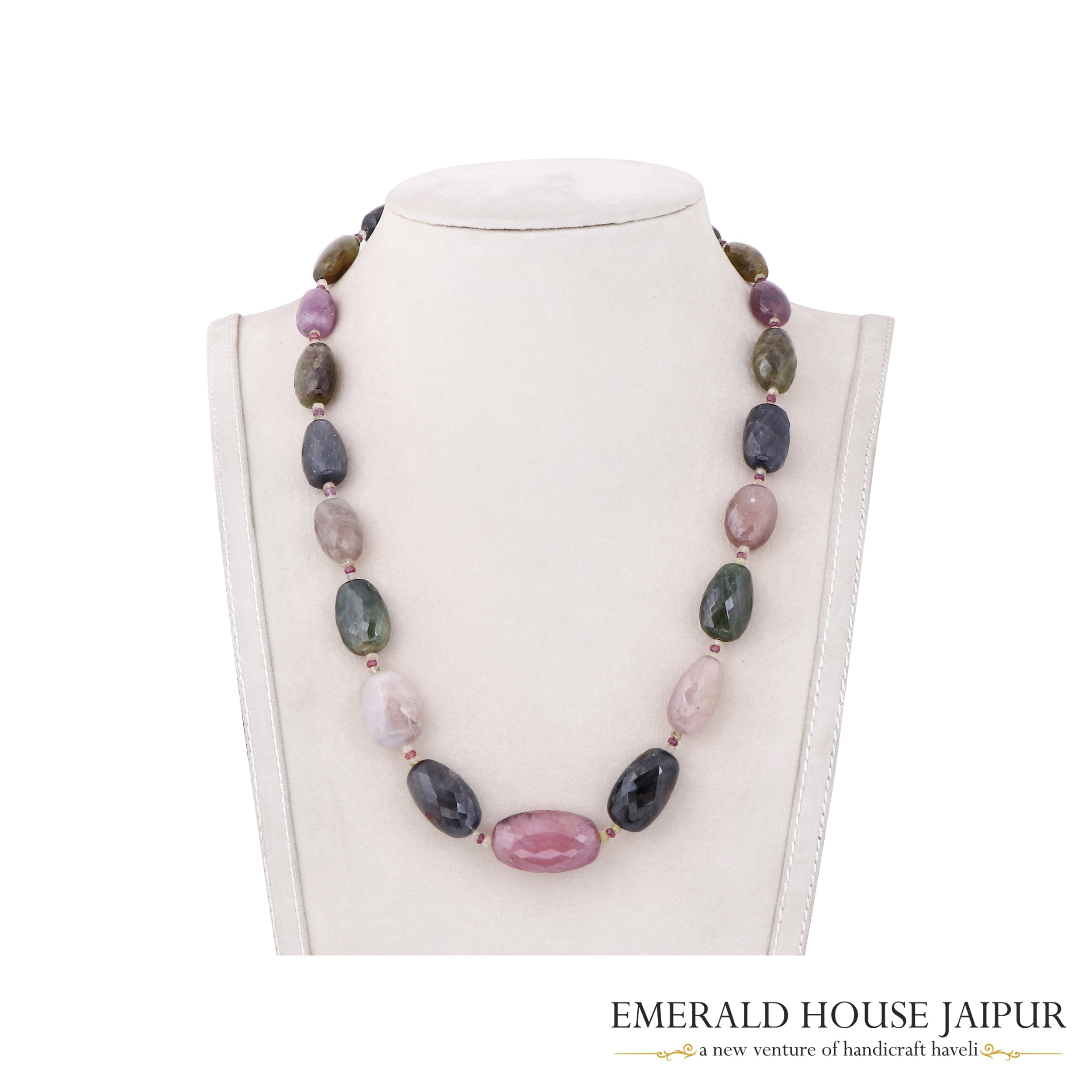 Sri Lankan Multi Tourmaline Faceted Tumble Neckalce - Emerald House Jaipur