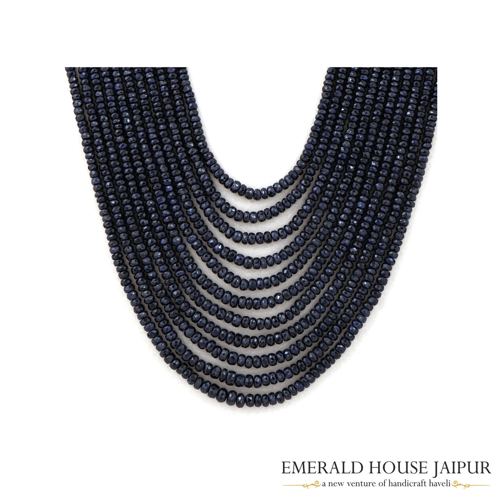 Thai 11 Sapphire Beads Necklace Heated - Emerald House Jaipur