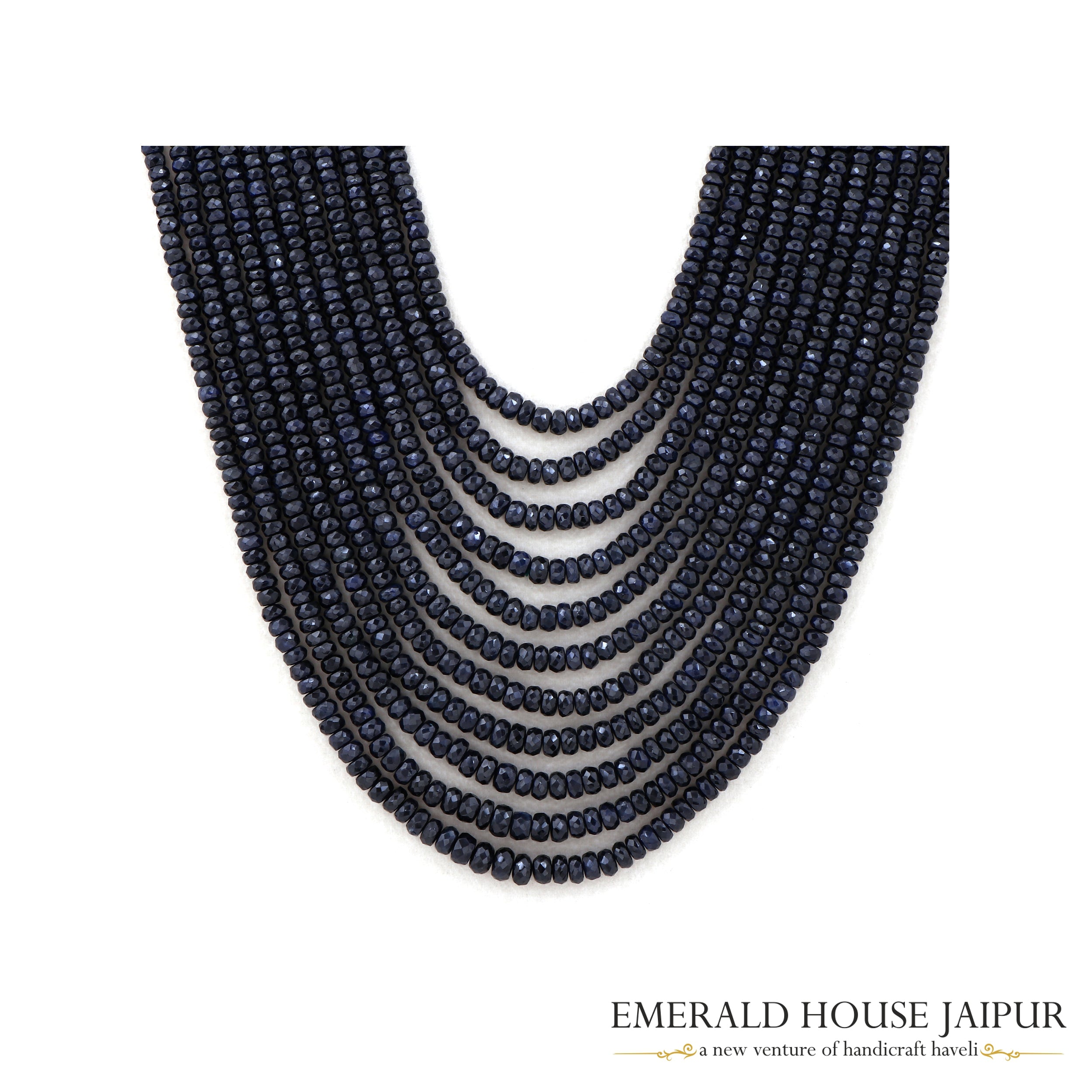 Thai 11 Sapphire Beads Necklace Heated - Emerald House Jaipur