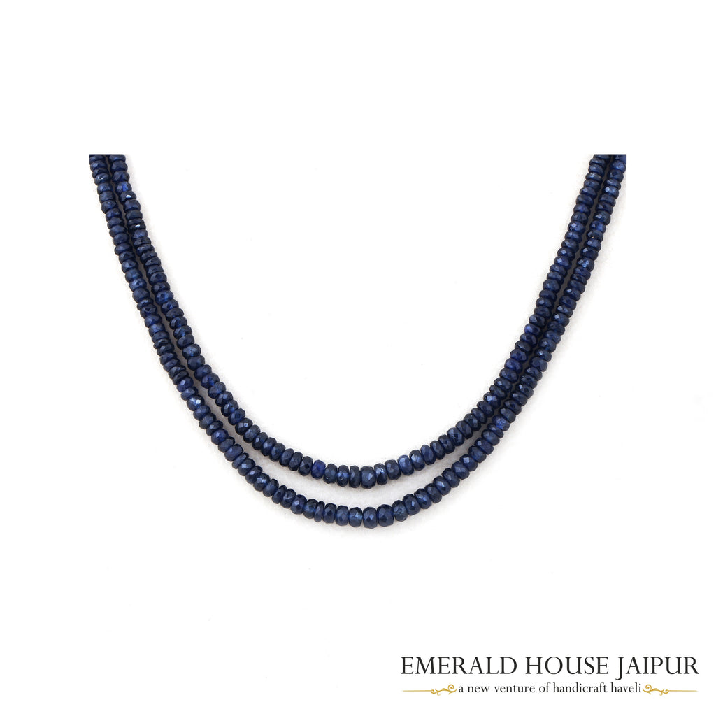 Thai 2 Sapphire Beads Necklace Heated - Emerald House Jaipur