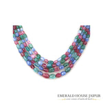 Tri-Precious Multi Stones 4 Beads Neckalce - Emerald House Jaipur