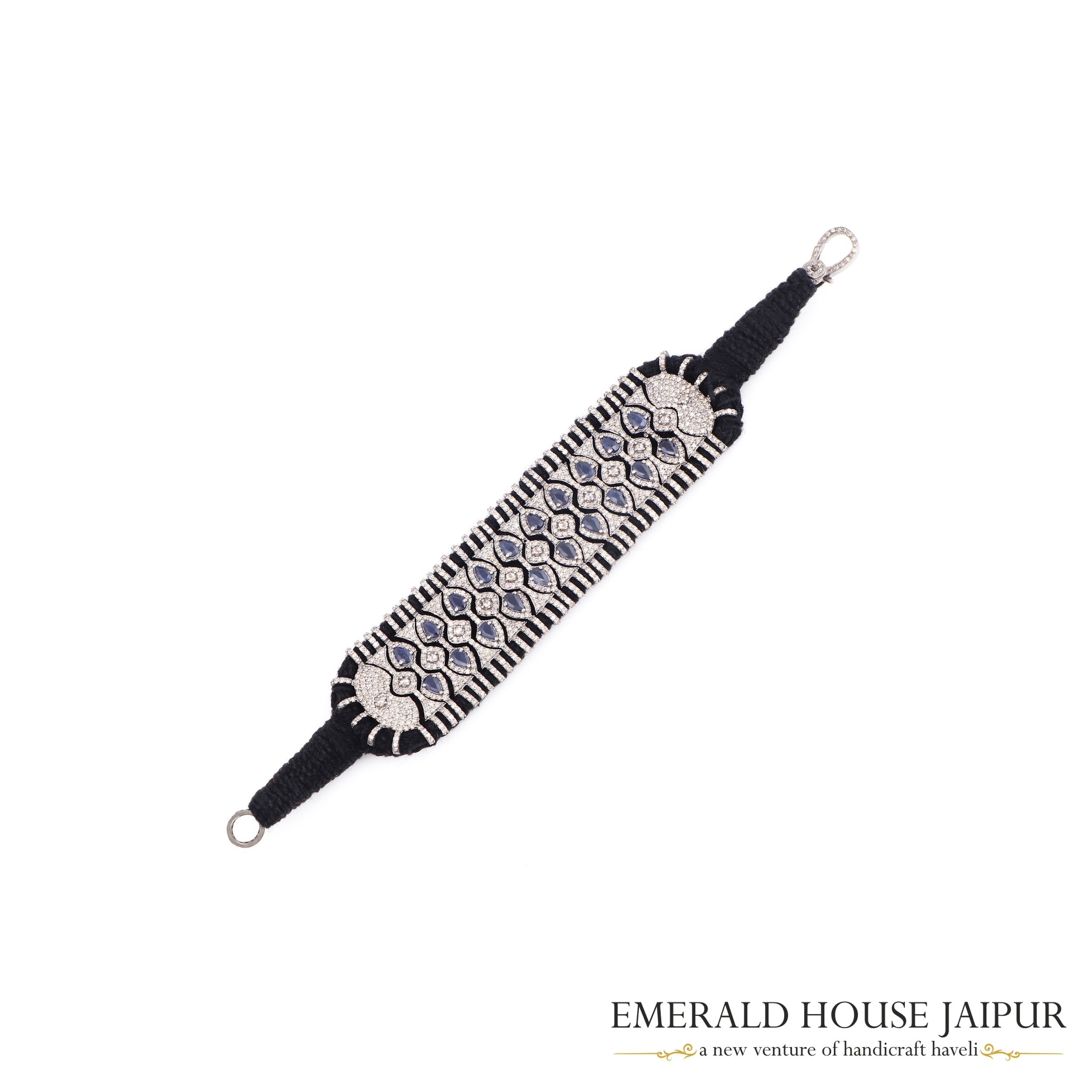 Up-Down Pear Sapphires & Diamonds Bracelet - Emerald House Jaipur