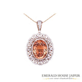 Whispering Peach Morganite & Diamonds Brooch cum Pendant - Emerald House Jaipur